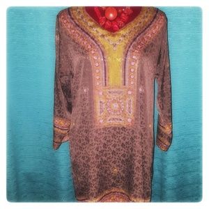 Brown Turquoise Tunic